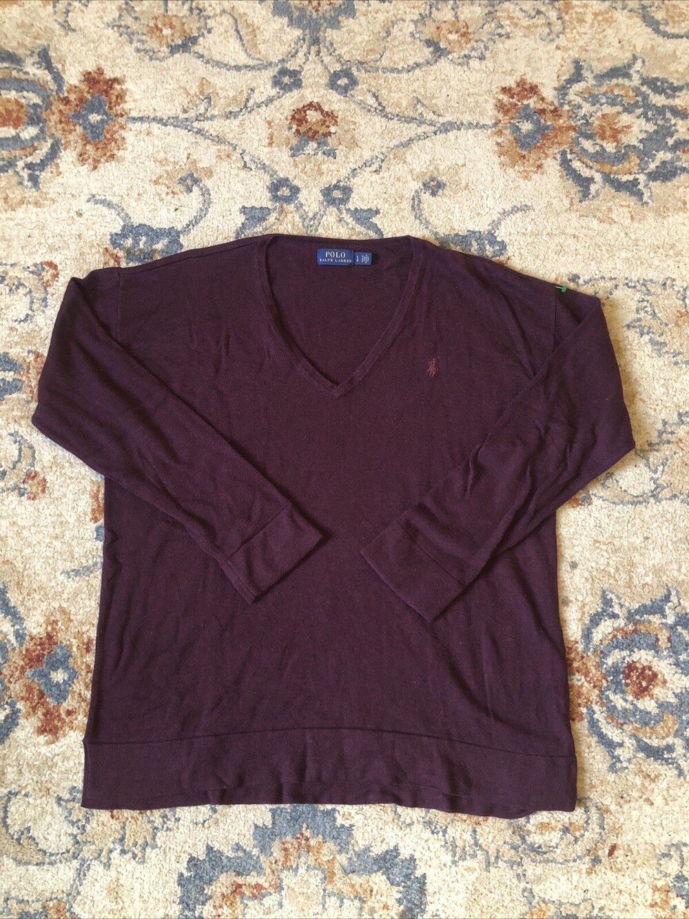 Polo Ralph Lauren Men's Red Long Sleeve V-Neck T-Shirt Size Large